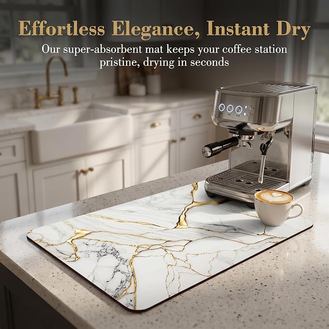Coffee Mat or Dish Drying Mat Super Absorbent Drying Marble pattern Mat - Image 7