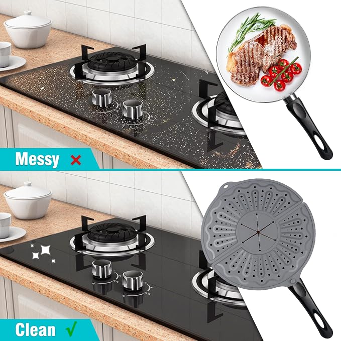 Silicone Splatter Screen For 10, 11 and 12 Inch Frying Pan, Foldable Splash - Image 3