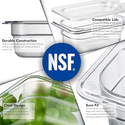 CURTA 6-Pack 1/9 Size 2.5" Deep NSF Polycarbonate Food Pans | Dishwasher & - Image 5