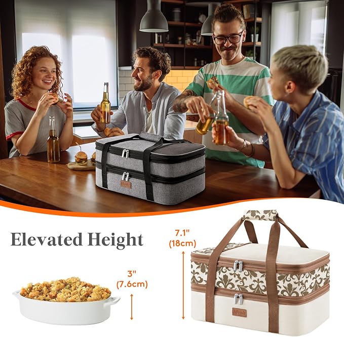 Lifewit Insulated Double Decker Casserole Carrier, Expandable Lasagna Lugger - Image 4