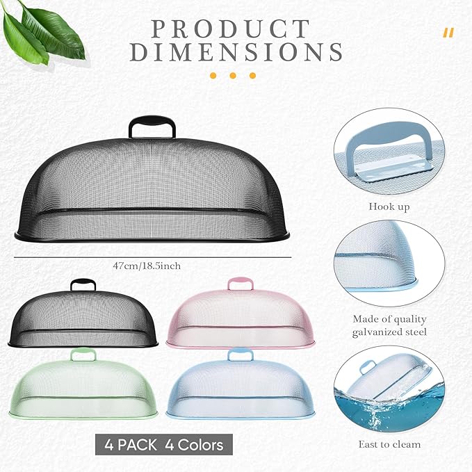 Hicarer 4 Pcs Metal Mesh Screen Food Cover - Image 2