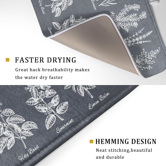 Flower Herbs Dish Drying Mat Wild Plant Dish Rack Mat - Image 3
