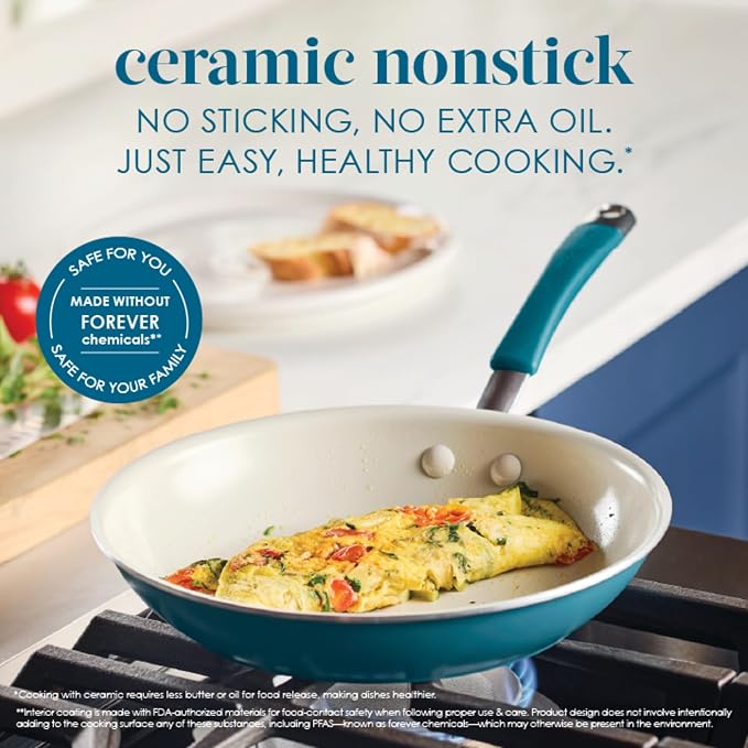 Rachael Ray Cucina Ceramic Nonstick Frying Pans/Skillet Set, Dishwasher Safe - Image 4