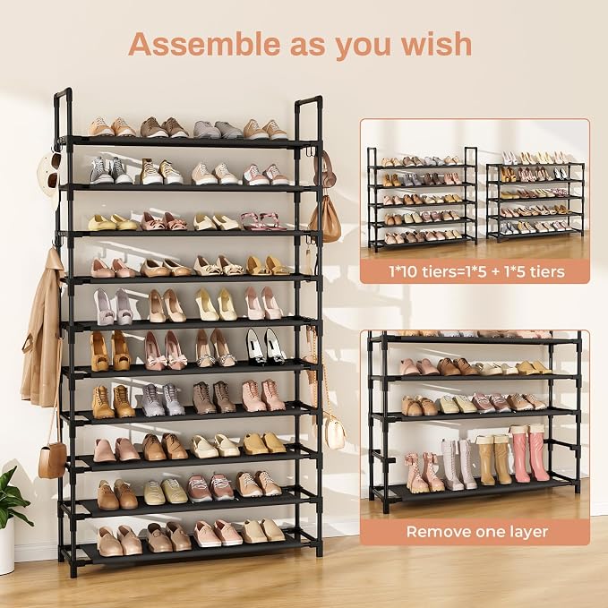 LANTEFUL Tall Shoe Rack 10 Tier Shoe Organizer Large Shoe Shelf - Image 6