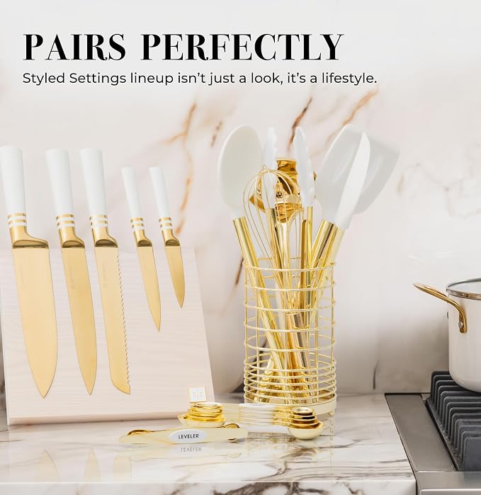 White and Gold Magnetic Measuring Spoons – Stainless Steel Double Sided - Image 9