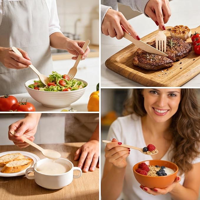Disposable Wooden Utensils Set, Compostable Utensils, Disposable Cutlery - Image 6