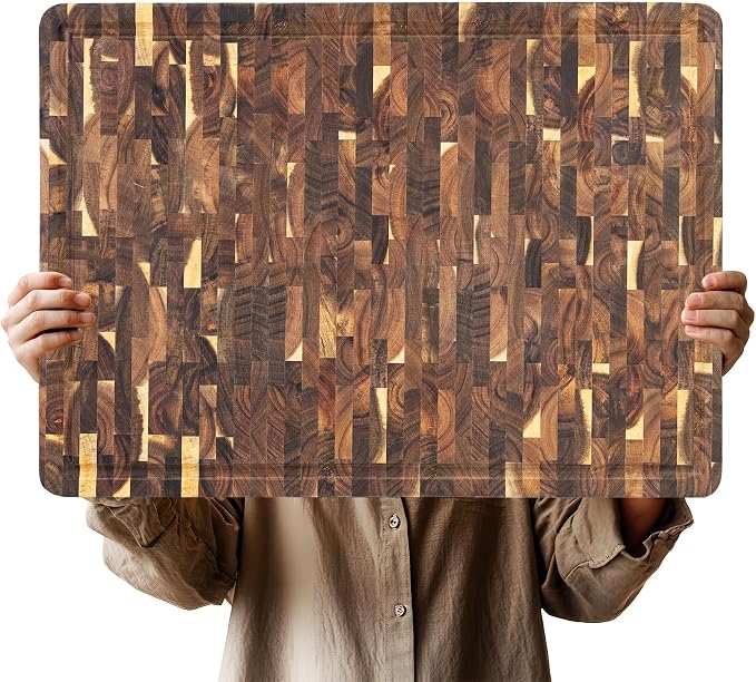 Utoplike Large Acacia Cutting Board 22 x 16 inch, End Grain Largest Wooden by Utoplike