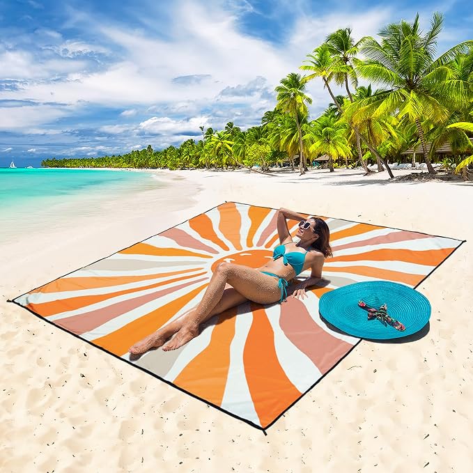 HIHOHO Beach Blanket Waterproof Sandproof Extra Large Beach Mat 79" X - Image 5