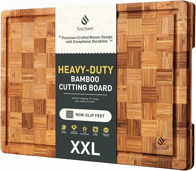 Extra Large Bamboo Cutting Board Non Slip Over Sink Kitchen 2025 First by Socisen