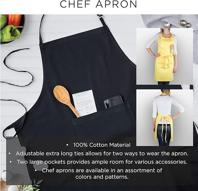 DII 100% Cotton Solid Chambray Kitchen Set, Chef Apron, 1 Piece - Image 8