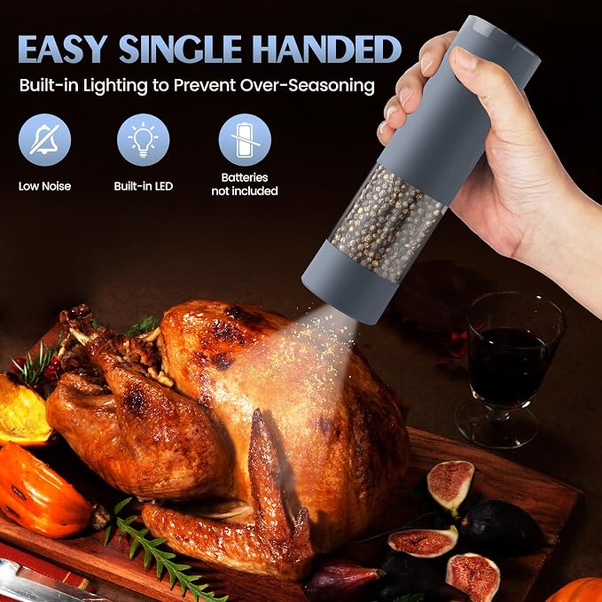 Salt and Pepper Shakers Electric Salt Pepper Grinder Set Kitchen Accessories - Image 3