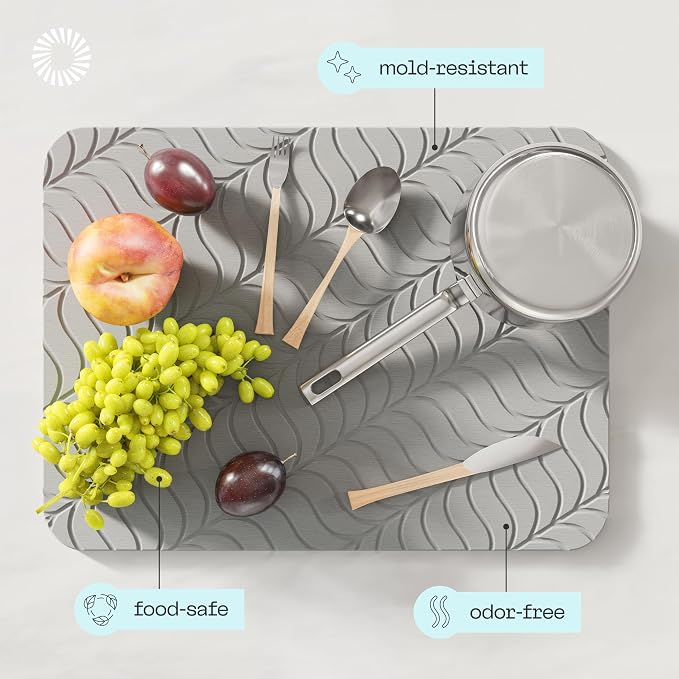 Deepstone Diatomite Stone Dish Drying Mat – Fast-Drying Natural Diatomaceous - Image 6