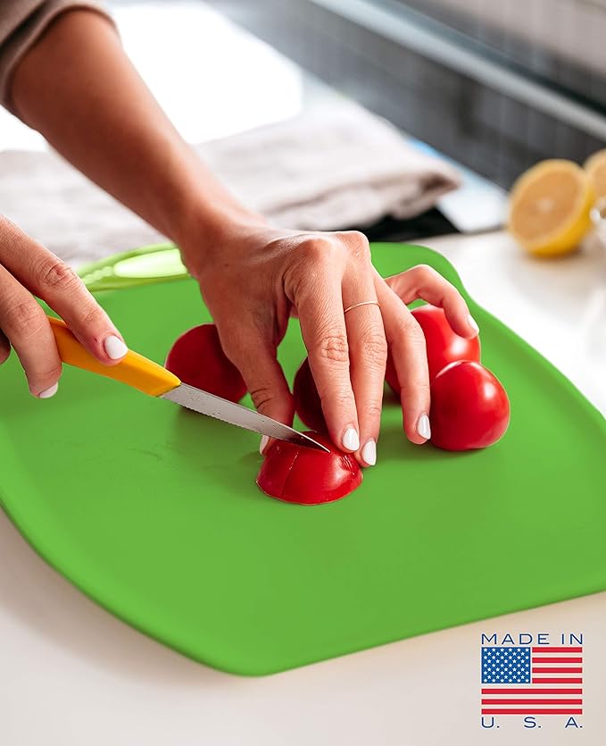 Dexas Chop & Scoop Cutting Board, 9.5 by 13 inches, Solid Green - Image 6