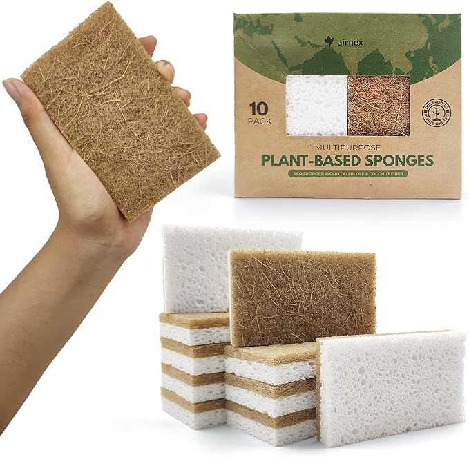 AIRNEX Biodegradable Natural Kitchen Sponges Pack of 6 by Airnex