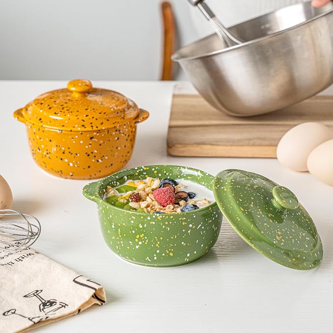 Oven-Safe 4-Pack Mini Ceramic Casserole Dishes - Image 2
