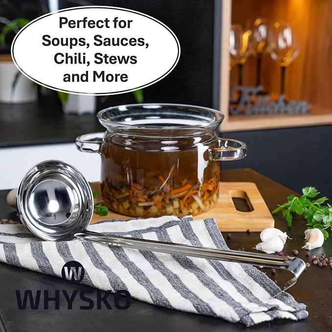 Whysko Soup Ladles Stainless Steel Multipack, 6 & 8 oz Metal Ladle Spoons - Image 3
