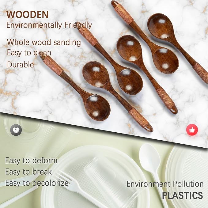 6 PCS Wooden Spoons for Honey, 6.7 inch Small Wooden Spoons - Image 6