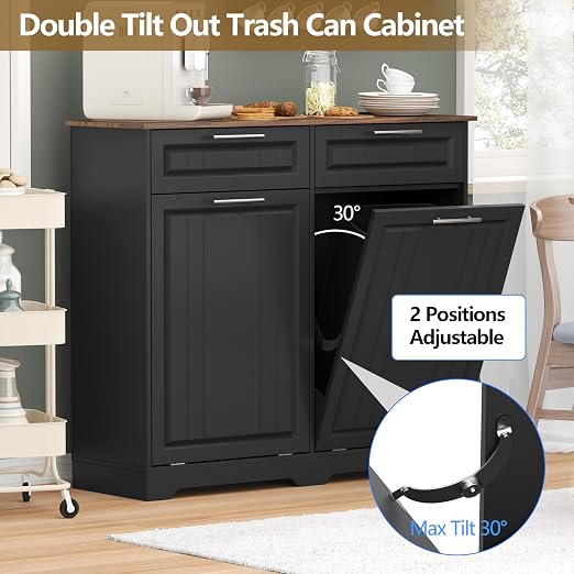 Double 10 Gallon Tilt Out Trash Can Cabinet - Image 4