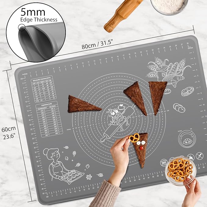 Silicone Baking Mat 32x24 inch, Extra Thick Non-stick Pastry Mat - Image 3