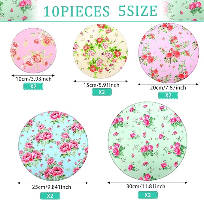 Patelai 10 Pcs Bowl Covers Reusable in 5 Size Stretch Cloth Fabric Elastic Food - Image 2
