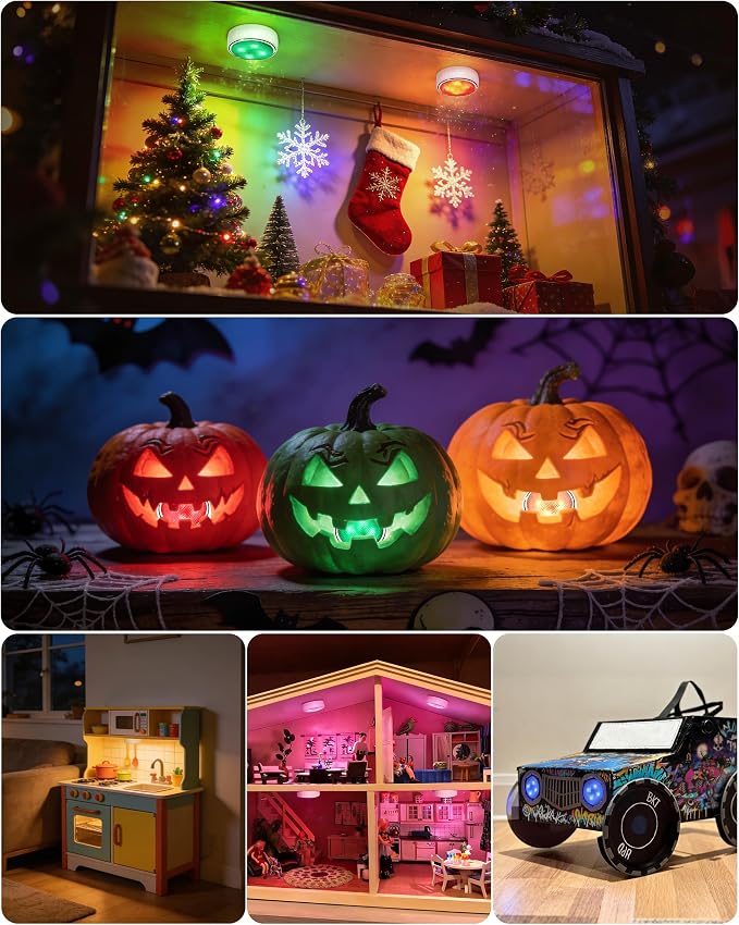 LED Puck Lights with Remote Control & Timer, Battery Operated Under Cabinet - Image 7