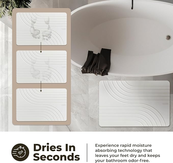 TOSORO - Stone Bath Mat Diatomaceous Earth Shower Mat Non-Slip Super Absorbent - Image 3