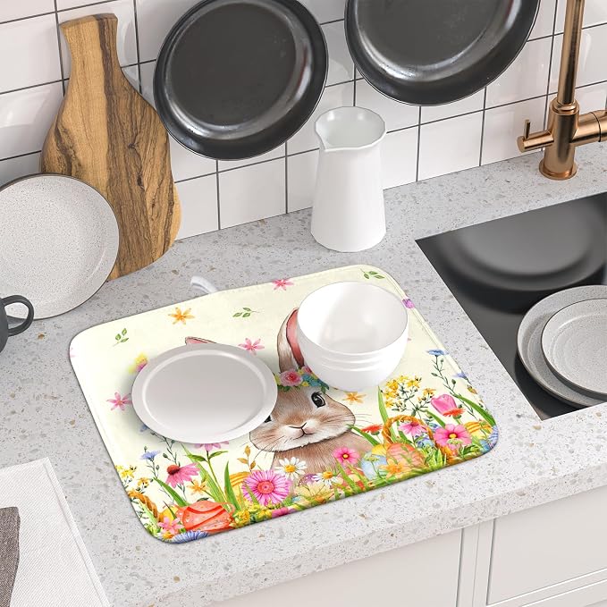 Easter Dish Drying Mat for Kitchen Counter Spring Easter Holiday Dish Drying - Image 6