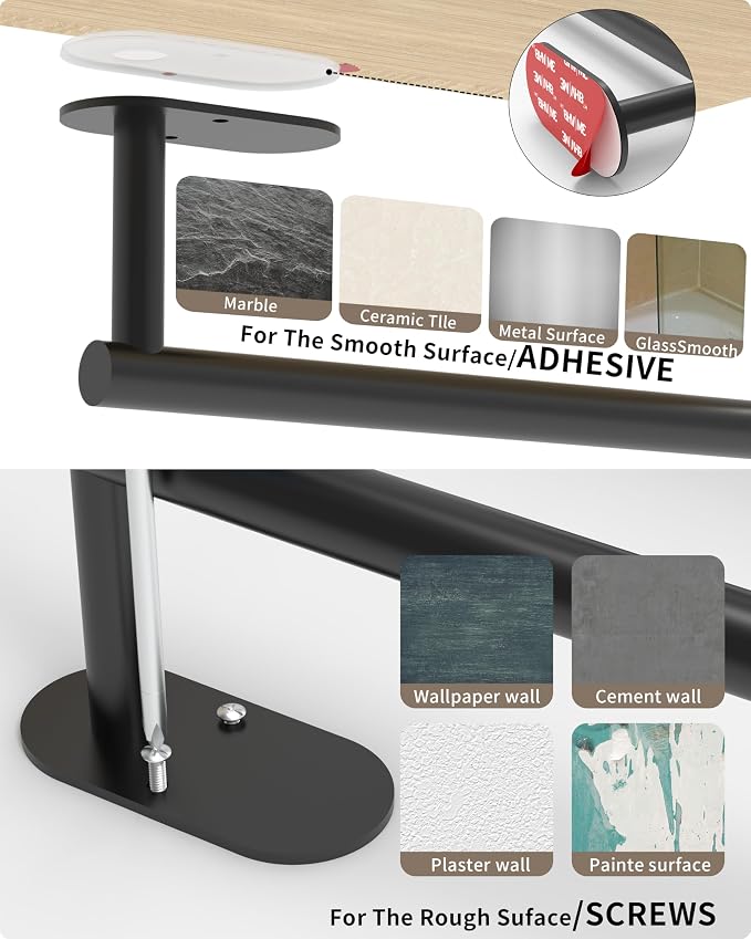 Paper Towel Holder Under Cabinet, Self Adhesive or Wall Mounted SUS304 - Image 6