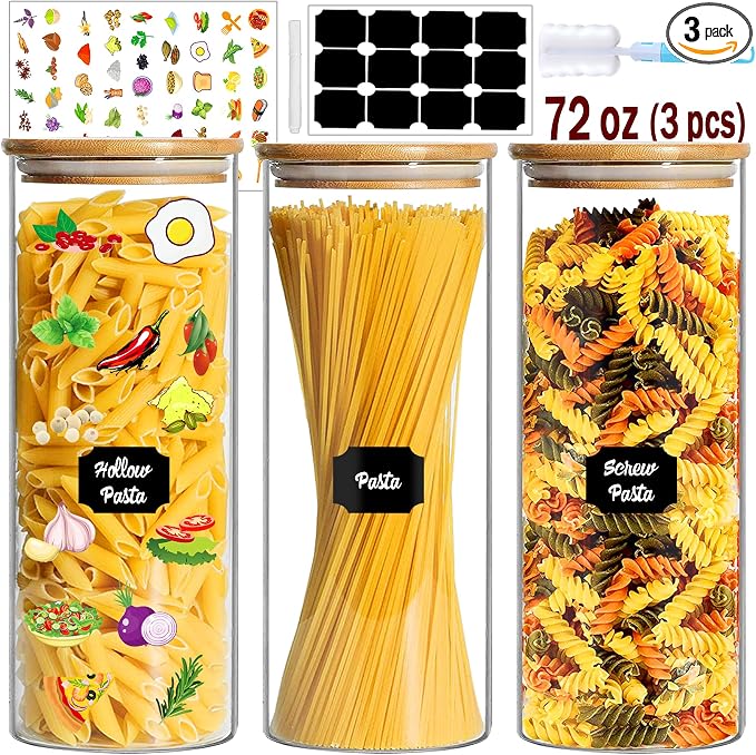 BGraceyy Glass Jars with Bamboo Lids, 72oz 3Pcs Kitchen Glass Containers with by BGraceyyMoments