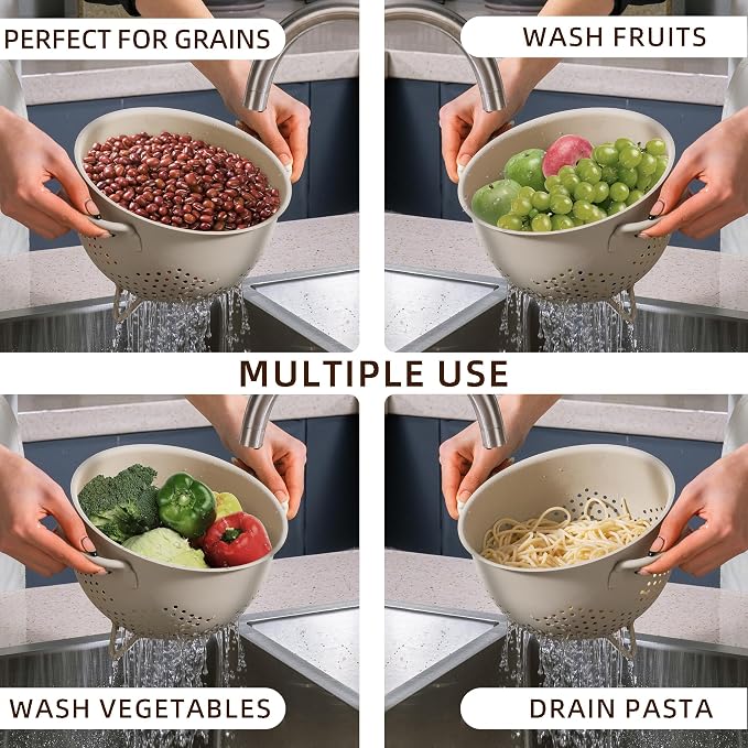 Metal Colander 5 Quart Powder Coated Self-draining Metal Strainer - Image 6