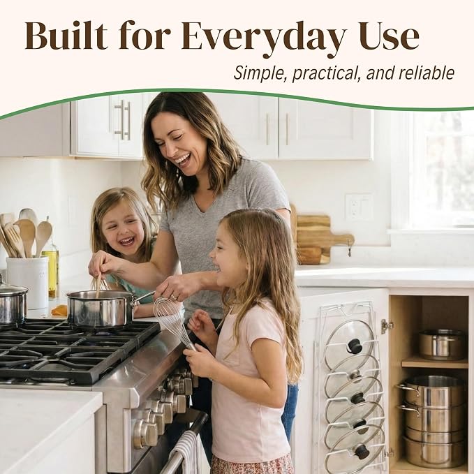 Evelots 6 Pot Lid Organizer for Cabinet or Pantry Wall - Image 7
