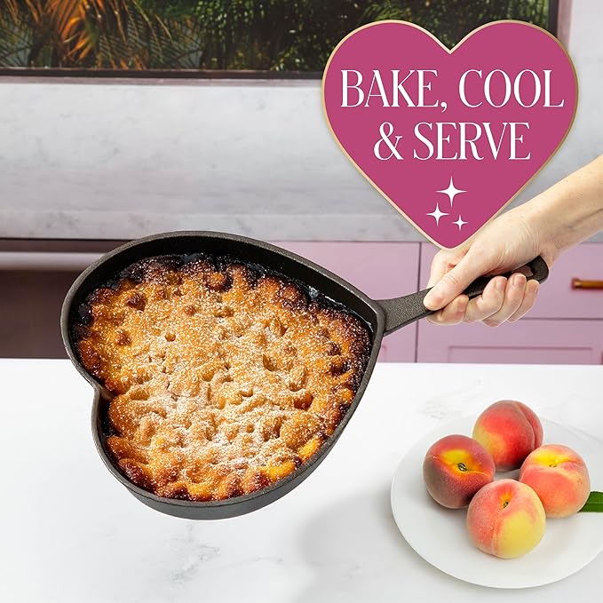 Paris Hilton Pre-Seasoned Cast Iron Heart Skillet Pan, Heavy-Duty Frying Pan - Image 5