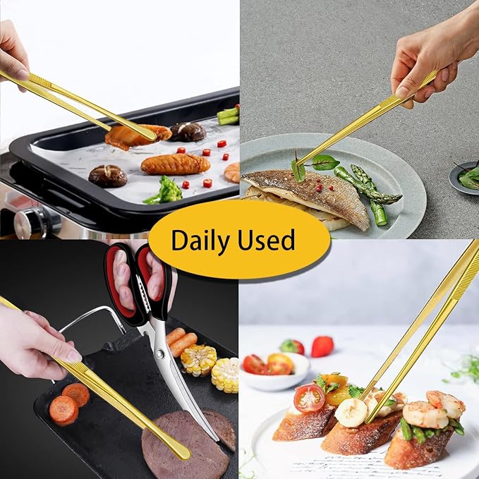 JETKONG 2 Pcs 12-Inch Cooking Tweezers Stainless Steel Food Tweezers Kitchen - Image 5