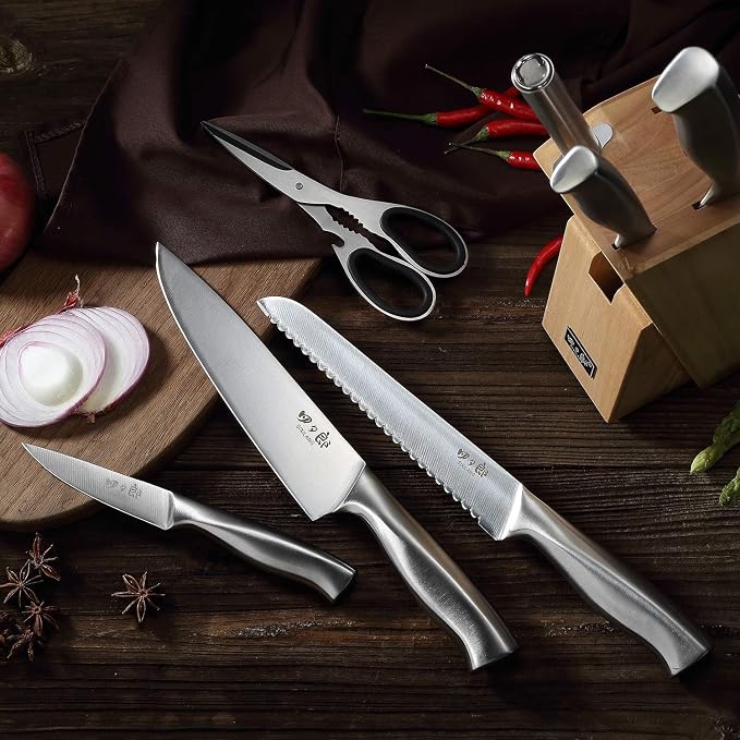 Knife Set, 8 Piece German Stainless Steel Hollow Handle Manual Knife Sharpener - Image 9