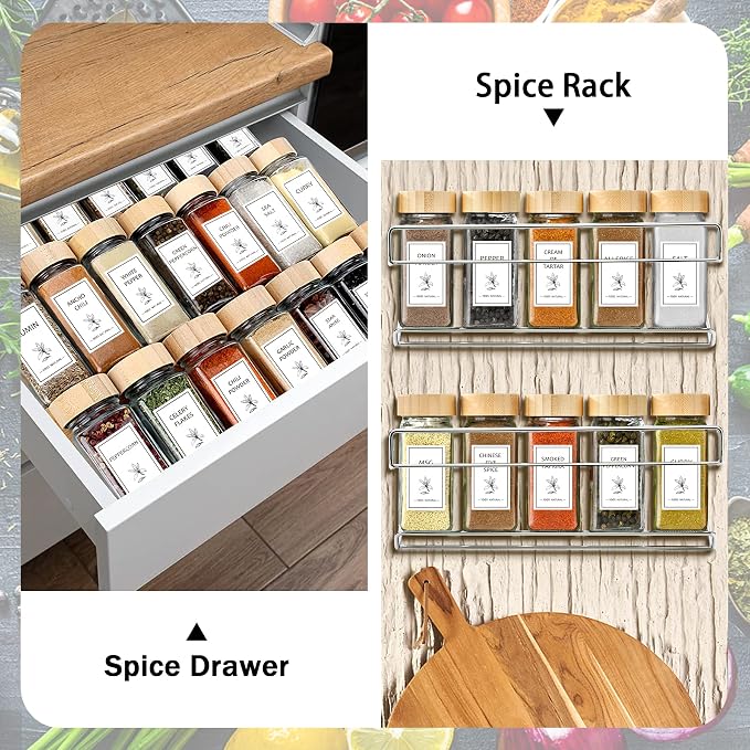 Aliggbent Spice Jars with Lable, Spice Containers Bottles, Glass Seasoning Jars - Image 5