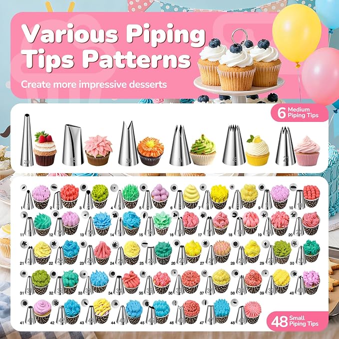 Cake Decorating Tools Supplies Kit: 164pcs Baking Accessories, Dessert Piping - Image 3