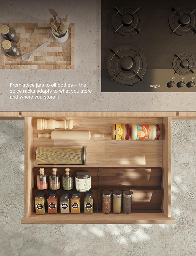 Tinamo Acacia Wooden Spice Rack Organizer - Image 7