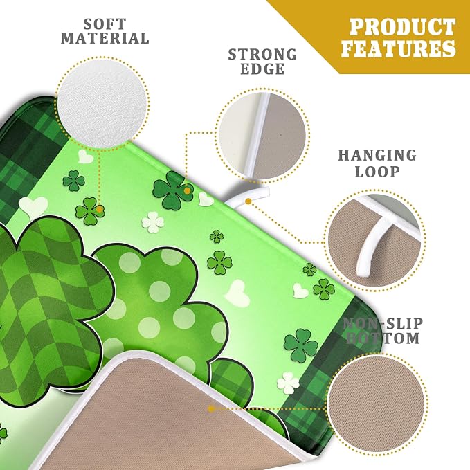 St Patrick's Day Shamrocks Dish Drying Mat 16x18 Inch - Image 4
