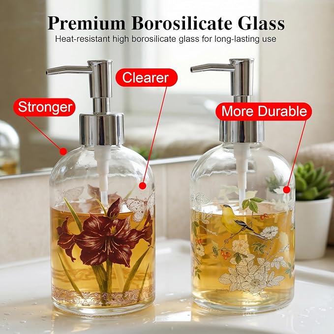 17oz Glass Soap and Lotion Dispenser Bottle - Image 2