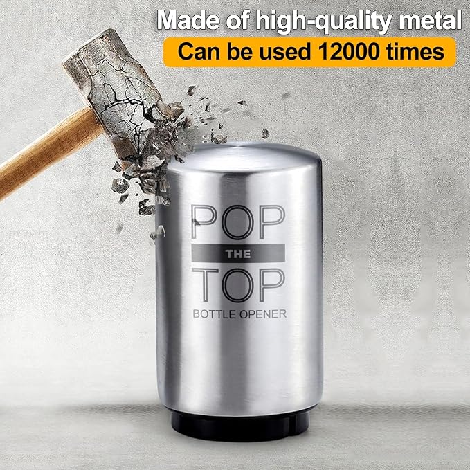 2PCS Beer Bottle Opener with Magnetic Cap, Automatic Stainless Steel One-Handed - Image 4