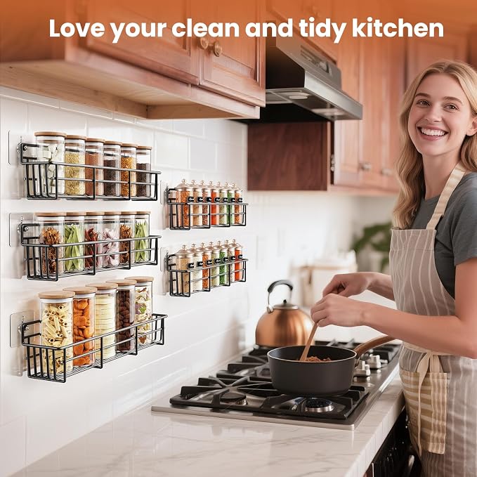 Mystozer Spice Rack wall mounted 6 Pack, Space-Saving Spice Organizer - Image 2