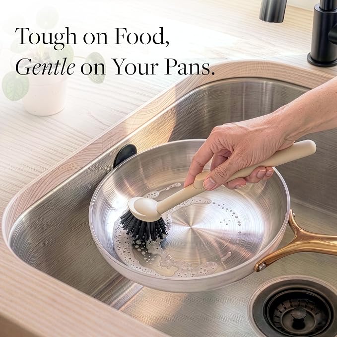 Earth & Mango Magnetic Dish Brush & Scraper, Snaps to Sink, Non-Scratch - Image 4