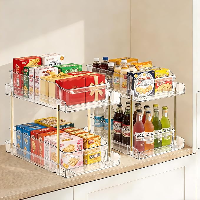 LAREKUN4pack 2-Tier Organizer & Storage Unit Stackable Bathroom Cabinet - Image 5