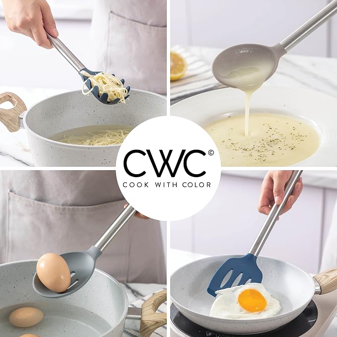 COOK WITH COLOR Silicone Cooking Utensils, Kitchen Utensil Set, Cooking Utensils - Image 5