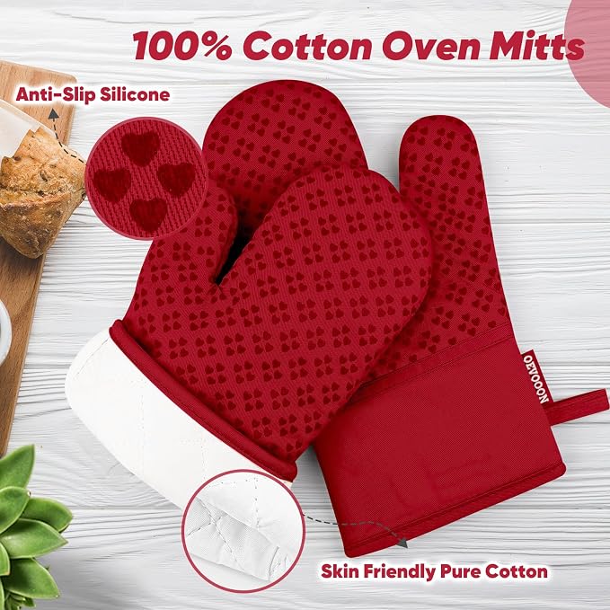 Oven Mitts and Pot Holders 4 Sets, Heat Resistant 500 ℉ Oven Mitt and Pot Holder - Image 3