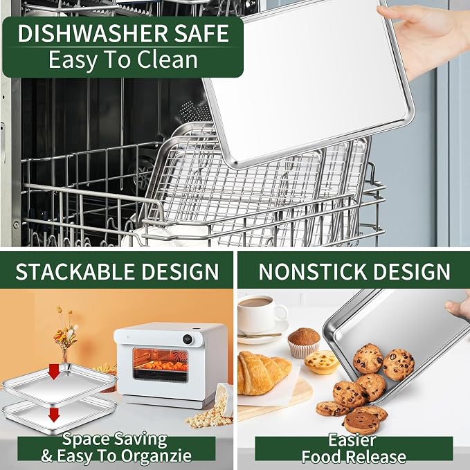 Baking Sheet with Wire Rack Set, CEKEE Stainless Steel Cookie Sheets - Image 5