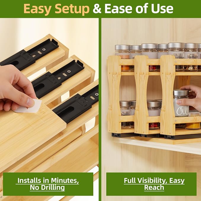 BAMEOS Pull Out Spice Rack Organizer - Image 3