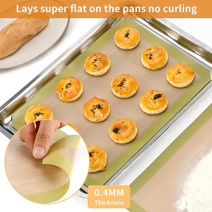 Luckyiren 2-Pack Silicone Baking Mats – Non-Stick Reusable BPA-Free Oven Liners - Image 3
