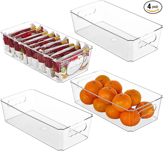 Vtopmart 4pcs Clear Organizers and Storage Bins, Plastic Storage Containers by Vtopmart