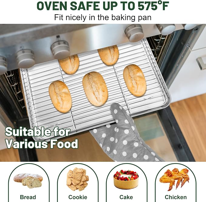 TeamFar Cooling Rack, 15.3” x 11.1” Stainless Steel Wire Baking Rack - Image 4